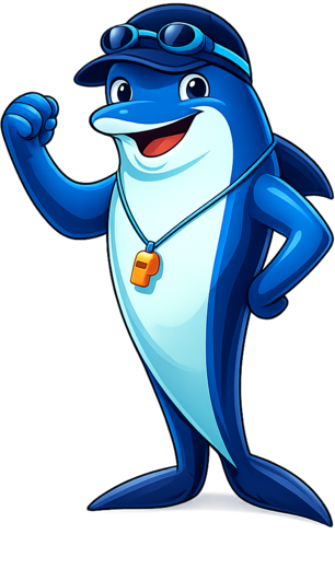 Dolpho cheering with both flippers raised
